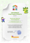 сертификат за активное участие в проекте